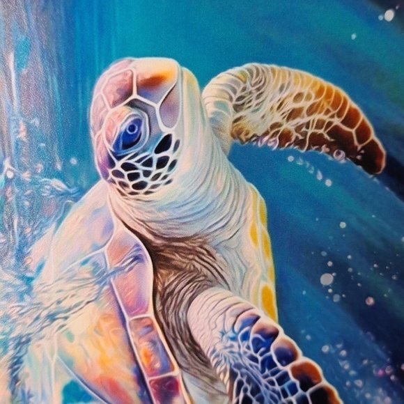 4x4 Sea Turtle Swimming Aquatic Ocean Sealife Watercolor Oil‎ Painting Art Print - Picture 5 of 6